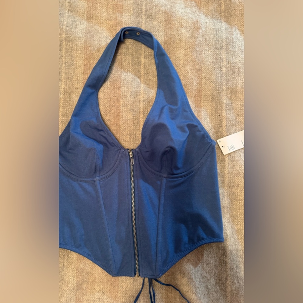 Urban Outfitters Blue Halter Bustier Corset Top XL